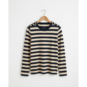 J.CREW Perfect Fit Striped Long Sleeve Top with Shoulder Buttons - Size L